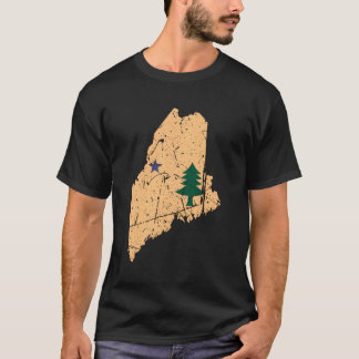 Original Maine State Flag Dirigo Nord New Engl T-Shirt