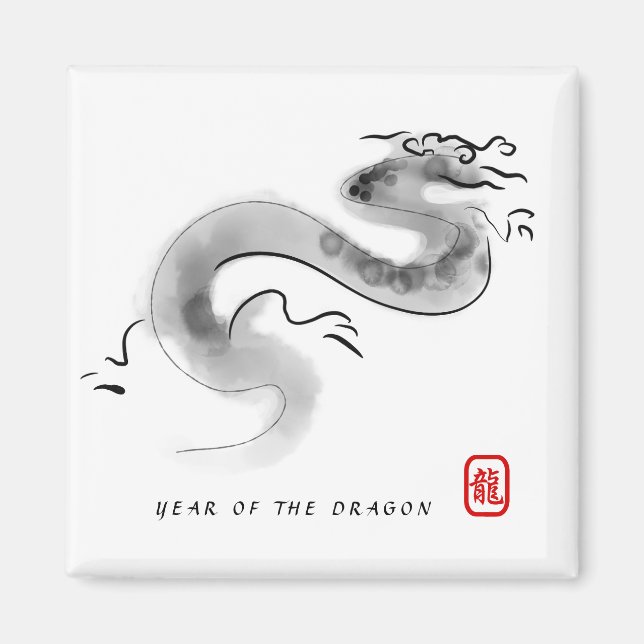 Original Malerei Chinesischer Drache Jahr Geburtst Magnet (Vorne)