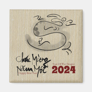 Original Malerei Dragon Vietnamese Neujahr 2024 Magnet