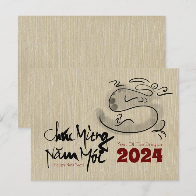 Original Malerei Dragon Vietnamese Neujahr 2024 Postkarte (Vorne/Hinten)