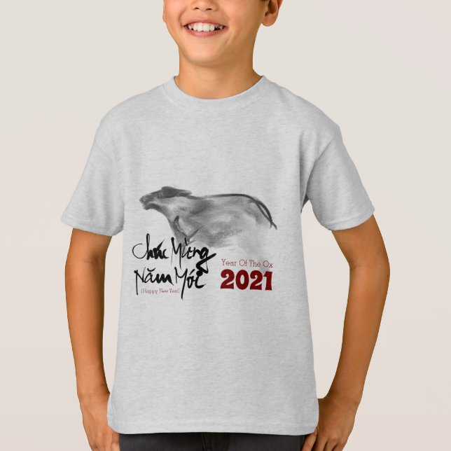 Original Malerei OX Vietnamese Neujahr 2021 Kinder T-Shirt (Vorderseite)