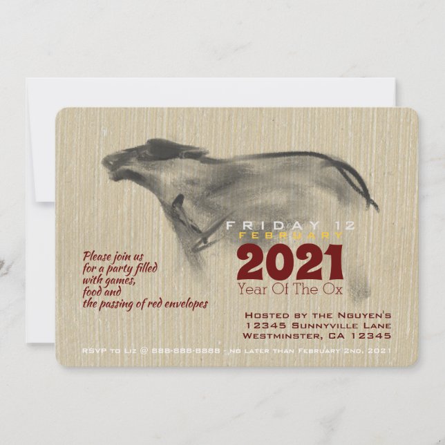 Original Malerei OX Vietnamese Neujahr 2021 PI (Vorderseite)