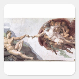 Original Michelangelo-Malerei in Rom, Sistin Quadratischer Aufkleber