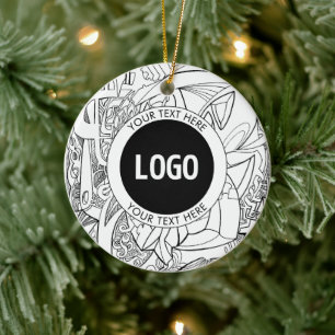 Original Modern Line Artwork & Your Logo Keramik Ornament