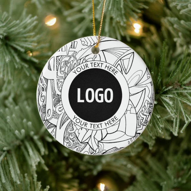 Original Modern Line Artwork & Your Logo Keramik Ornament (Baum)