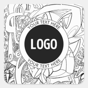 Original Modern Line Artwork & Your Logo Quadratischer Aufkleber