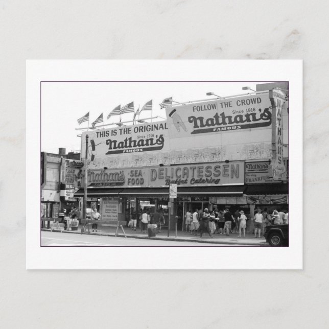 Original Nathan's Hot Dogs (Coney Is., NY) Postkarte (Vorderseite)