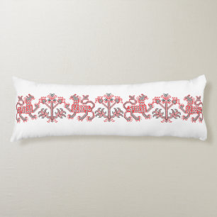 Original National Red Kreuzstich Löwen-Ornament Seitenschläferkissen