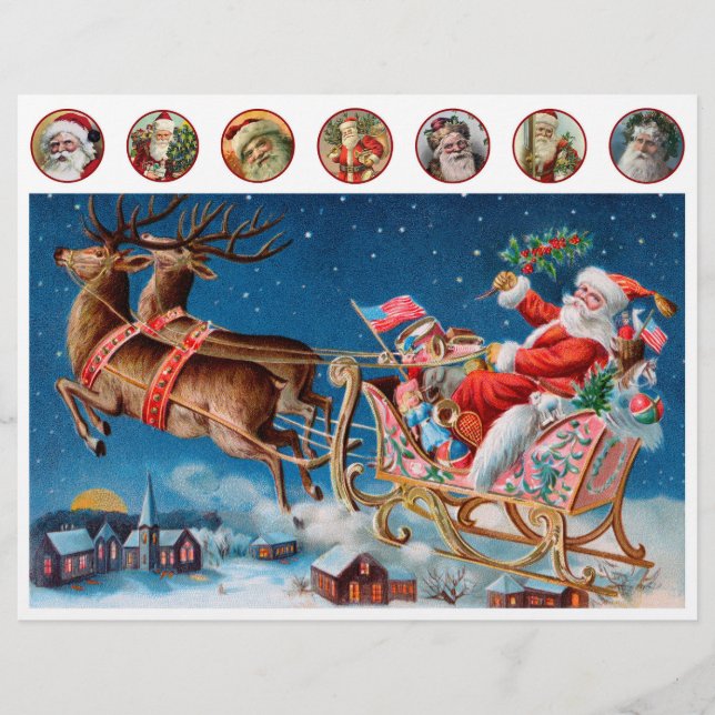 Original (nicht KI) Vintage Santa Illustration (Vorderseite)