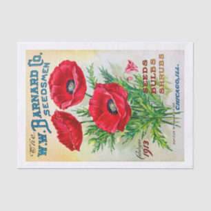 Original (nicht KI) Vintager Saatkatalog Red Poppi Seidenpapier