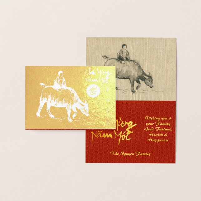 Original Ox Child Malerei Lunar 2021 Luxus GC2 Folienkarte (Anzeige)