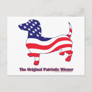 Original Patriotische Dackel/Dackel Postkarte