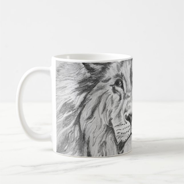 Original Pencil sketch Drawing of a Lion    Kaffeetasse (Links)