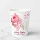 Original Peony Wasserfarben 50th Birthday Party PC Pappbecher<br><div class="desc">Original Wasserfarben (n°2) einer rosafarbenen Pony von SG. Design auf Papier Becher mit Text für 50. Geburtstagsfeier, um sich anzupassen. Sie können den Text (Farbe, Schriftart, Größe und Position) ganz einfach ändern, indem Sie auf die Schaltfläche Personalisieren oder anpassen klicken. Matching Geburtstagseinladung, Bevorzugung Box.</div>