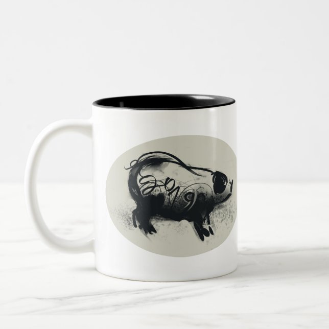 Original Pig Zeichnend 2019 Zweifarbige Tasse (Links)