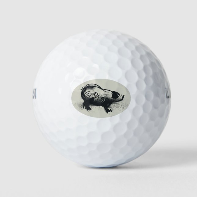 Original Pig Zeichnend mit 2019 Golfbälle (Vorderseite)