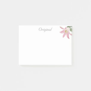 Original Pink Amaryllis Blume auf Weiß Post-it Klebezettel
