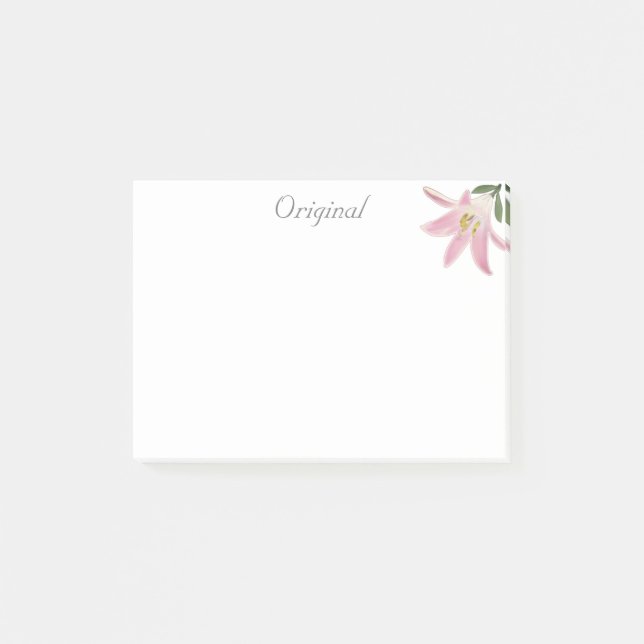 Original Pink Amaryllis Blume auf Weiß Post-it Klebezettel (Vorderseite)