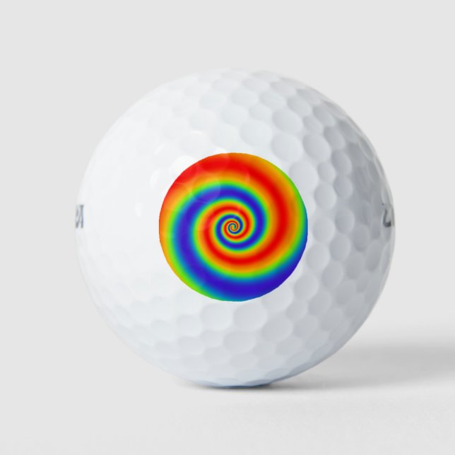 Original Rainbow Gradient farbenfroher Spiraleffek Golfball (Vorderseite)
