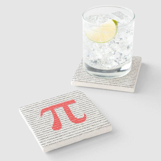 Original red number pi day mathematical symbol steinuntersetzer (Seitenansicht)