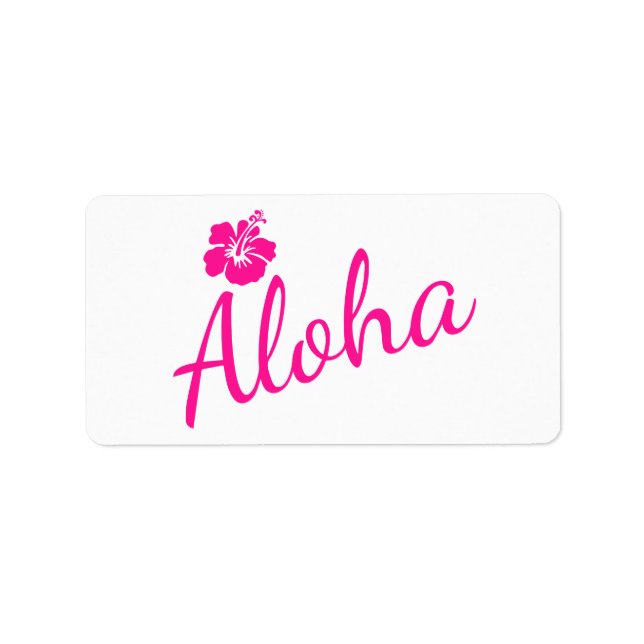 Original Rosa Textentwurf ALOHA und Blume Adressaufkleber (Vorne)