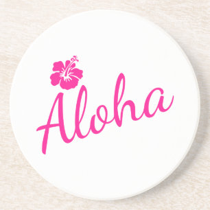 Original Rosa Textentwurf ALOHA und Blume Getränkeuntersetzer
