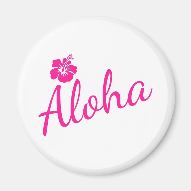 Original Rosa Textentwurf ALOHA und Blume Magnet (Vorne)