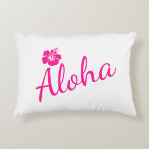 Original Rosa Textentwurf ALOHA und Blume Zierkissen