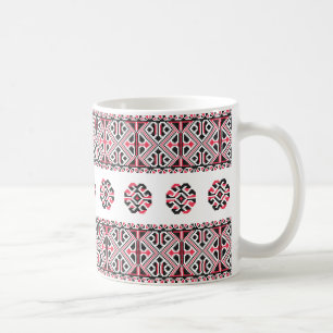 Original Rot und Schwarz Kreuzstich Muster Kaffeetasse