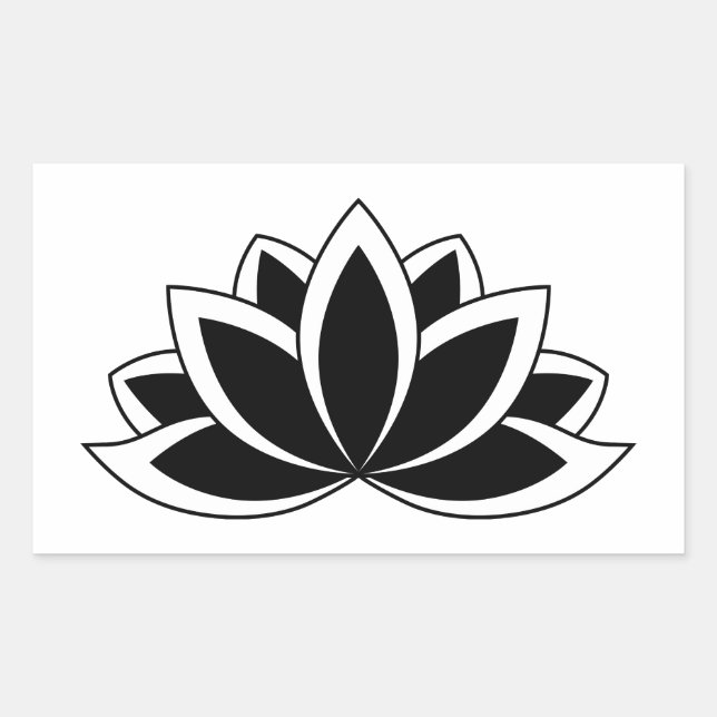 Original Schwarz-weiße buddhistische Symbol Lotus  Rechteckiger Aufkleber (Vorderseite)