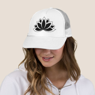 Original Schwarz-weiße buddhistische Symbol Lotus Truckerkappe
