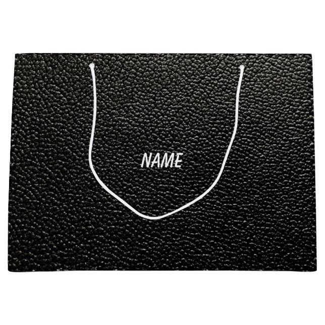 Original schwarzer Ledersack Große Geschenktüte (Vorderseite)