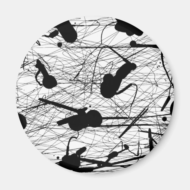 Original Schwarzer Spritzer Malerei Magnet (Vorne)