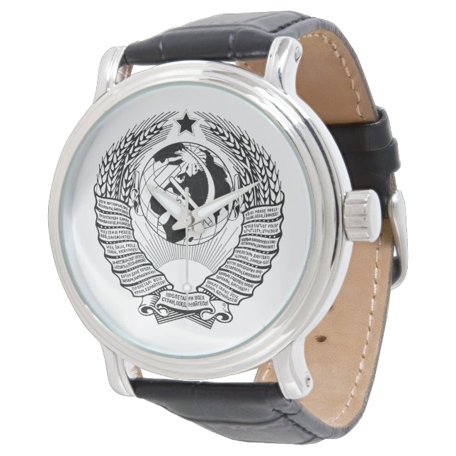 Original Schwarzer Staat Emblem der UdSSR Armbanduhr (Schrägansicht)