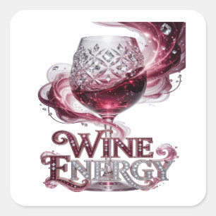 Original Silber WINE ENERGY Vinyl Stil Quadratischer Aufkleber