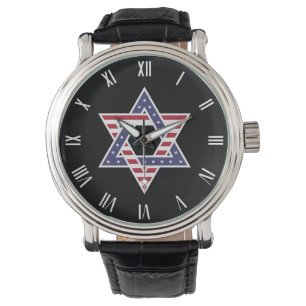 Original Star von David Symbol stylisiert US-Flagg Armbanduhr