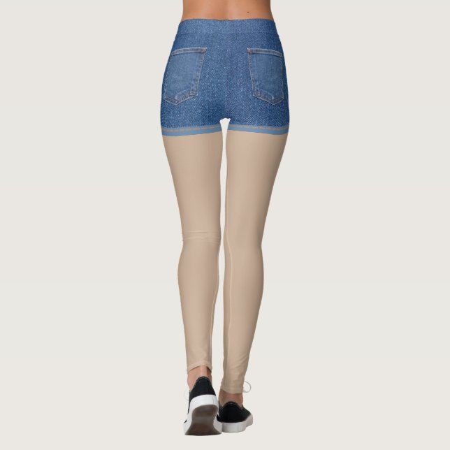 Original Stoff Blau Mode Jeans denim Hot Hosen Leggings (Rückseite)