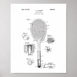 Original Tennis Racket Patent Poster - Vintag