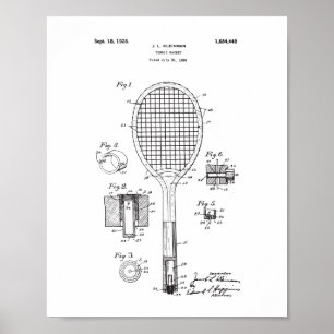 Original Tennis Racket Patent Poster - Vintag