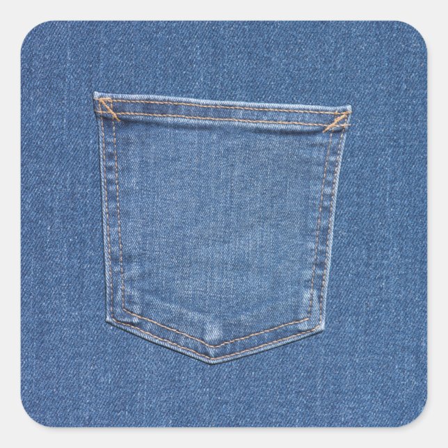 Original Textil Stoff Blue Mode Jeans Tasche Quadratischer Aufkleber (Vorderseite)