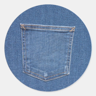 Original Textil Stoff Blue Mode Jeans Tasche Runder Aufkleber
