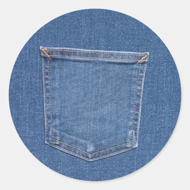 Original Textil Stoff Blue Mode Jeans Tasche Runder Aufkleber (Vorderseite)