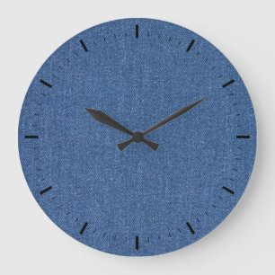 Original textile fabric blue fashion jean denim große wanduhr