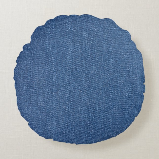 Original Textilienblau-Mode-Jeans denim Rundes Kissen (Vorderseite)