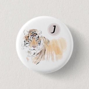 Original Tiger Watercolor Chinesisch Zodiac Geburt Button