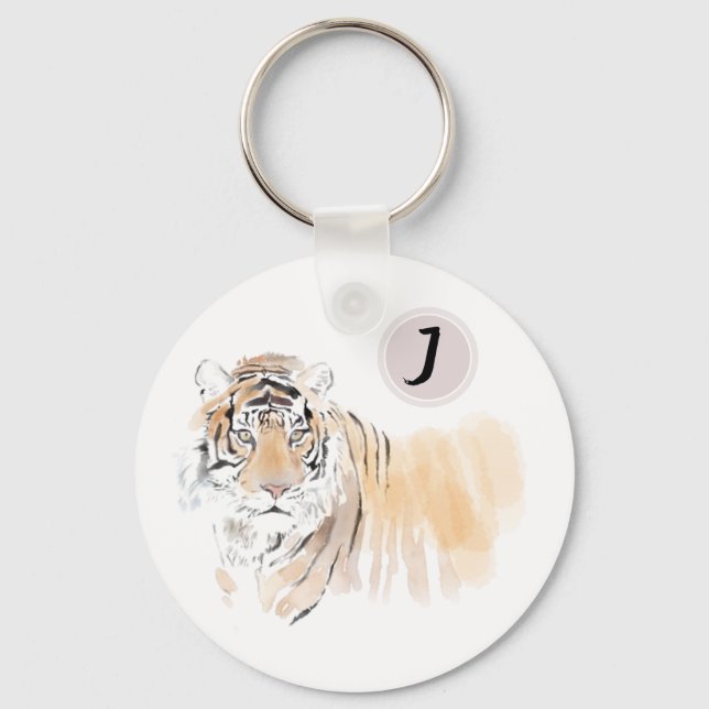 Original Tiger Watercolor Chinesisch Zodiac Geburt Schlüsselanhänger (Vorderseite)