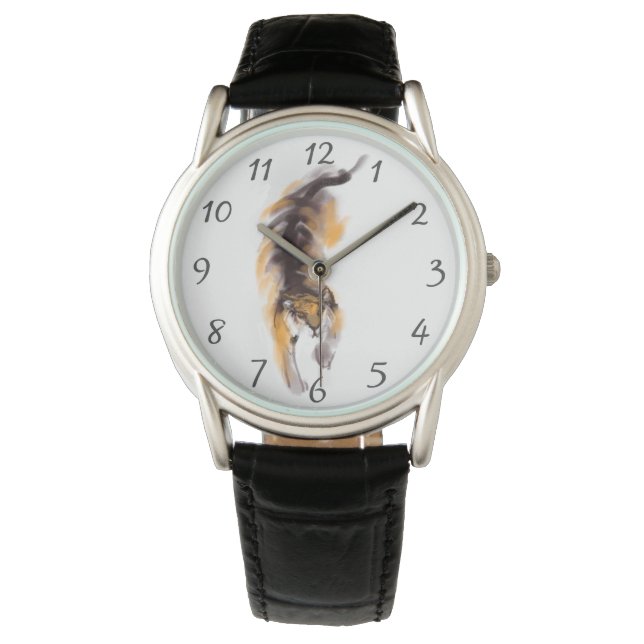 Original Tiger Zeichnend Chinesisch Zodiac Geburts Armbanduhr (Vorderseite)