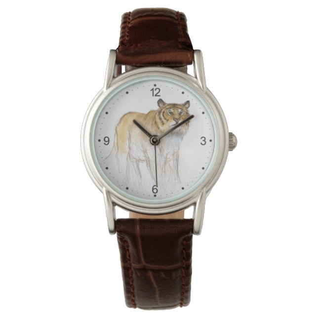 Original Tiger Zeichnend Chinesisch Zodiac Geburts Armbanduhr (Vorderseite)