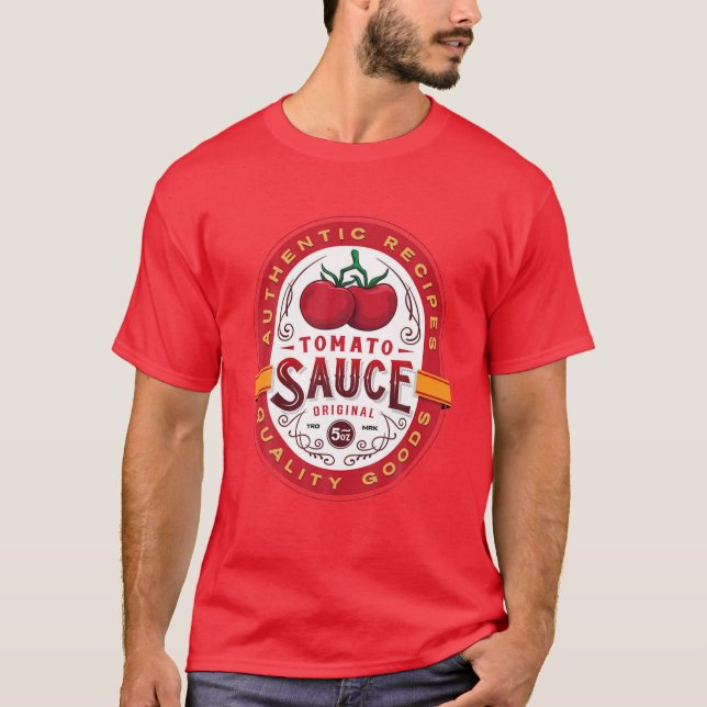 Original Tomato Sauce Flasche Etikett Funny Hallow T-Shirt (Vorderseite)