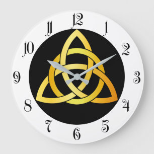 Original Triquetra circle celtic knot Ireland gold Große Wanduhr
